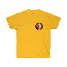 Load image into Gallery viewer, DRUM FACE t-shirt (2-sided with small logo in front)