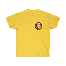 Load image into Gallery viewer, DRUM FACE t-shirt (2-sided with small logo in front)