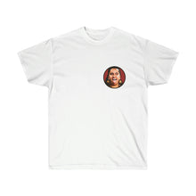 Load image into Gallery viewer, DRUM FACE t-shirt (2-sided with small logo in front)