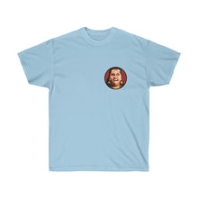 Load image into Gallery viewer, DRUM FACE t-shirt (2-sided with small logo in front)